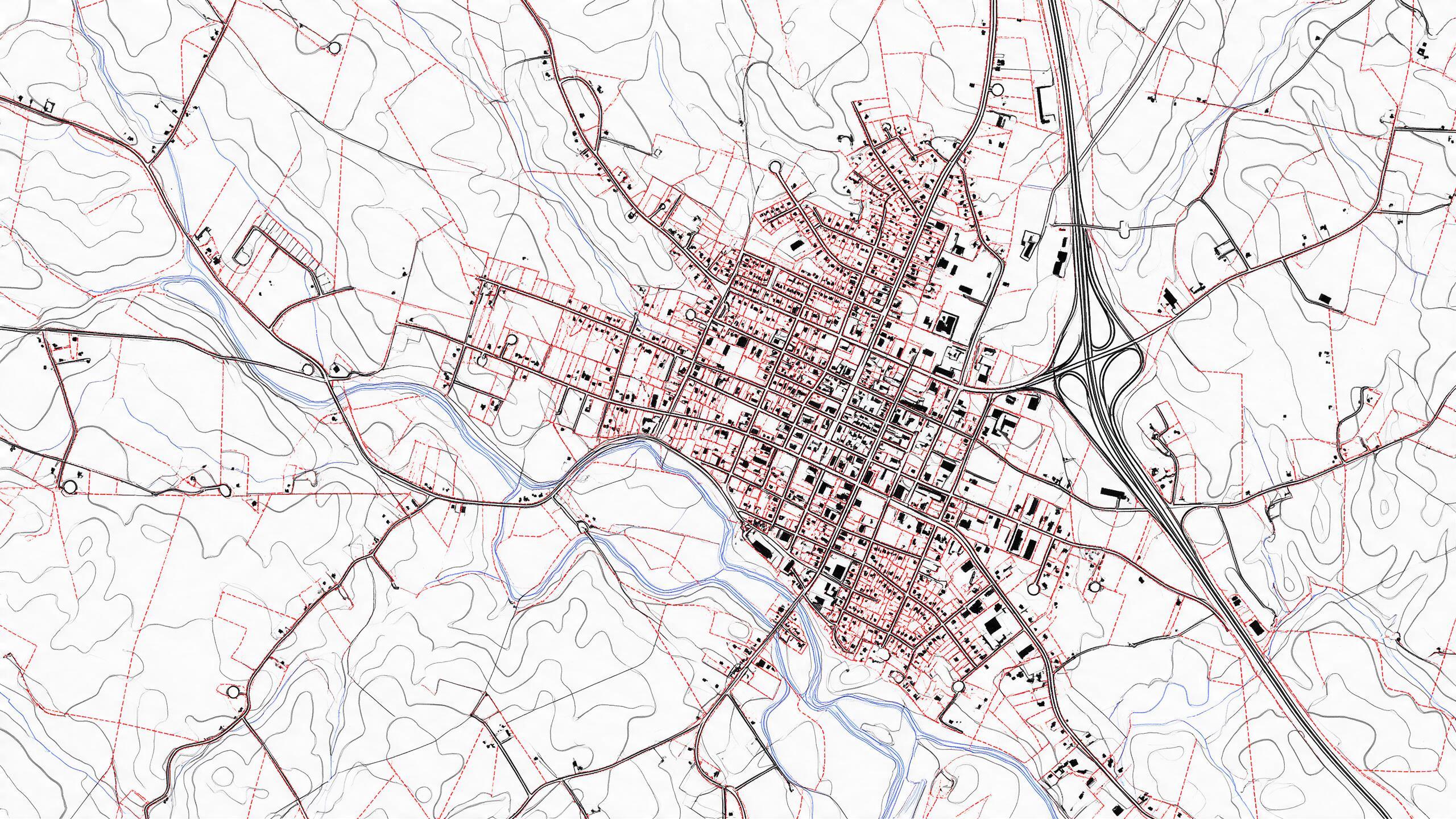 城镇数字线划图（DLG）带用地红线成果示例